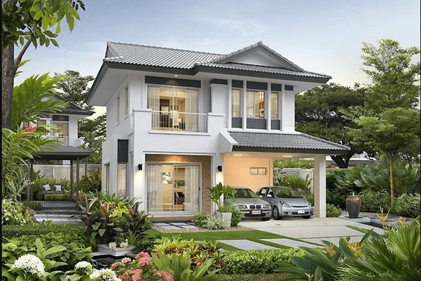 Mẫu 3: Mẫu biệt thự 2 tầng sân vườn đẹp, thiết kế thoáng đãng và hiện đại