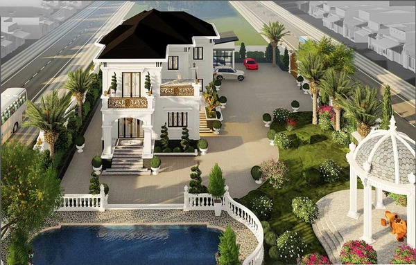 Mẫu biệt thự 2 tầng có hồ bơi nghỉ dưỡng cao cấp