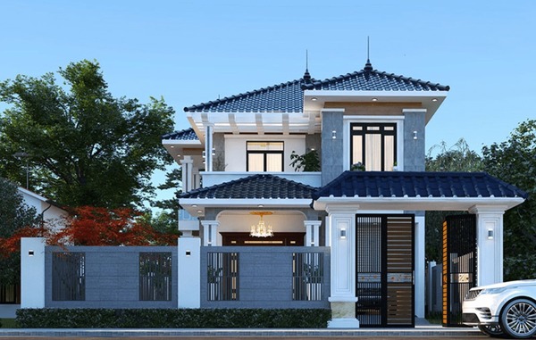 Mẫu 4: Biệt thự 2 tầng có gara ô tô đẹp, bố trí khoa học và tiện nghi