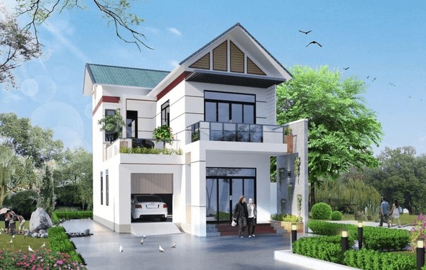 Mẫu 1: Biệt thự 2 tầng có hồ bơi sang trọng, không gian nghỉ dưỡng tại gia
