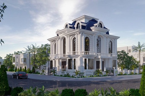 Mẫu biệt thự 2 mặt tiền kiến trúc Pháp nổi bật góc phố