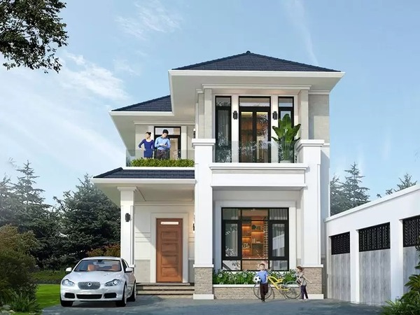 Mẫu 2: Mẫu biệt thự mini 2 tầng đẹp, tối ưu không gian sống tiện nghi