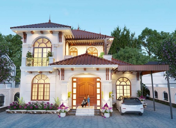 Mẫu 1: Biệt thự 2 tầng 4 phòng ngủ, thiết kế rộng rãi phù hợp gia đình đông người