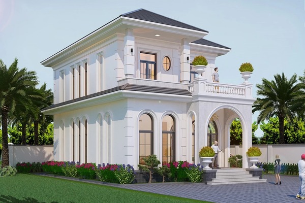 Mẫu 2: Biệt thự 2 tầng 4 phòng ngủ đẹp, bố trí không gian khoa học và tiện nghi