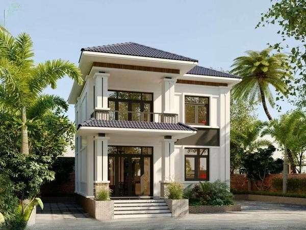 Mẫu 2: Mẫu biệt thự 2 tầng nông thôn đẹp, không gian sống thoáng đãng, yên bình