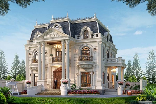 Công trình Pháp 2 tầng mái Mansard bề thế cổ điển