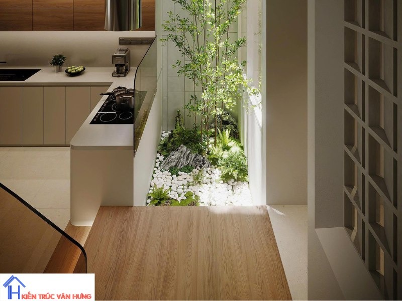 Khu vực bếp thiết kế kèm giếng trời đón nắng