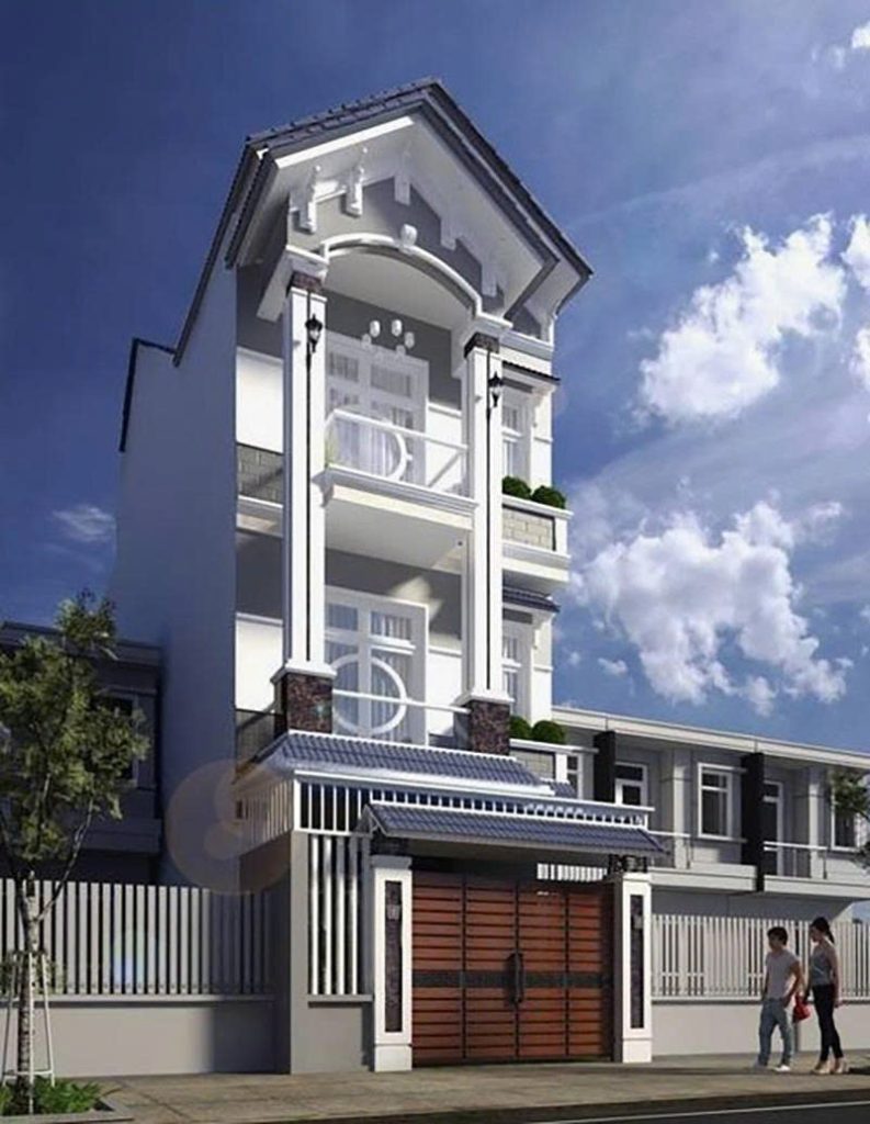 Mẫu nhà mái thái sử dụng hệ cột trụ cao tạo cảm giác vững chãi