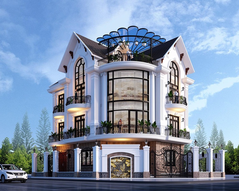 Thiết kế mái thái lộng lẫy bởi khối kính cong hiện đại