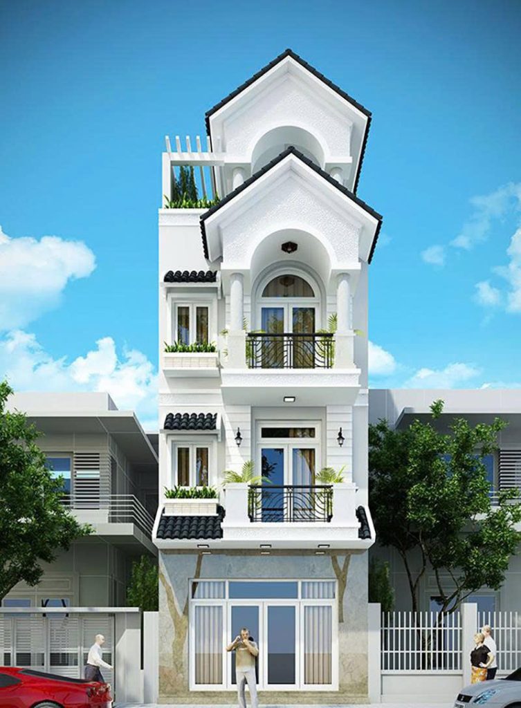 Kiến trúc nhà mái Thái kết hợp không gian xanh, mặt tiền ấn tượng