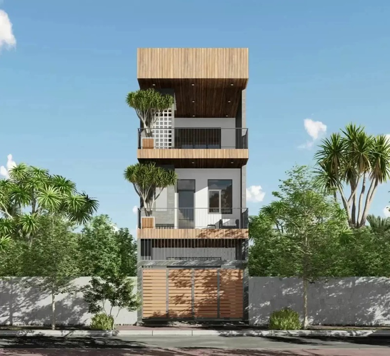 Nhà phố 3 thoáng đãng nhờ hệ ban công kính xuyên suốt