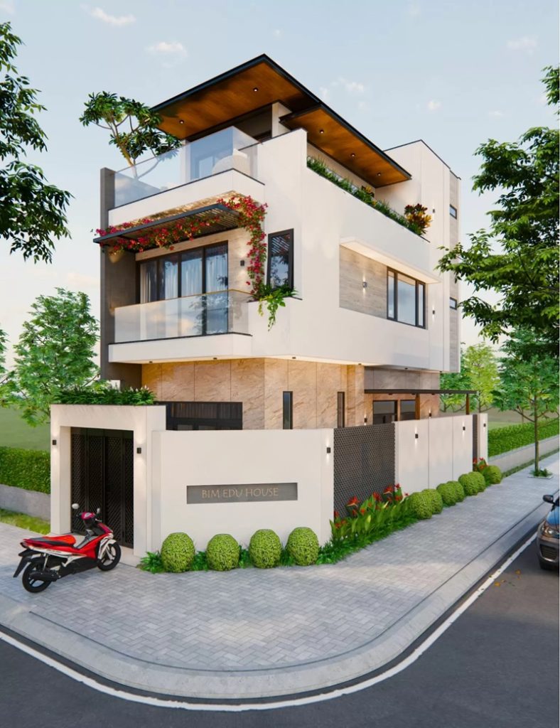 Thiết kế xanh hiện đại với ban công rộng trồng cây