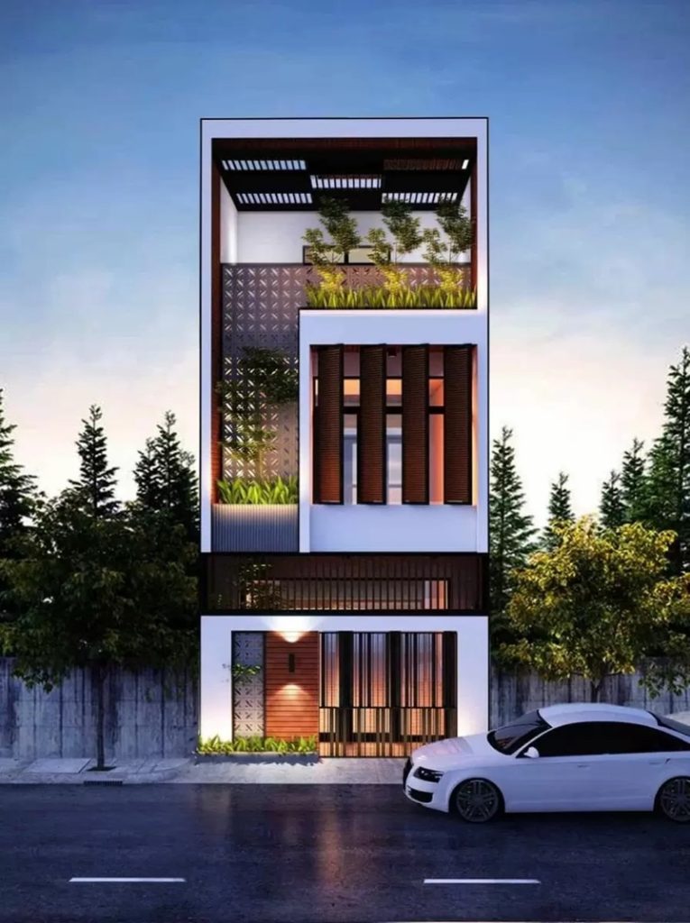 Thiết kế độc đáo sử dụng gạch thông gió và cửa chớp gỗ để đối lưu không khí