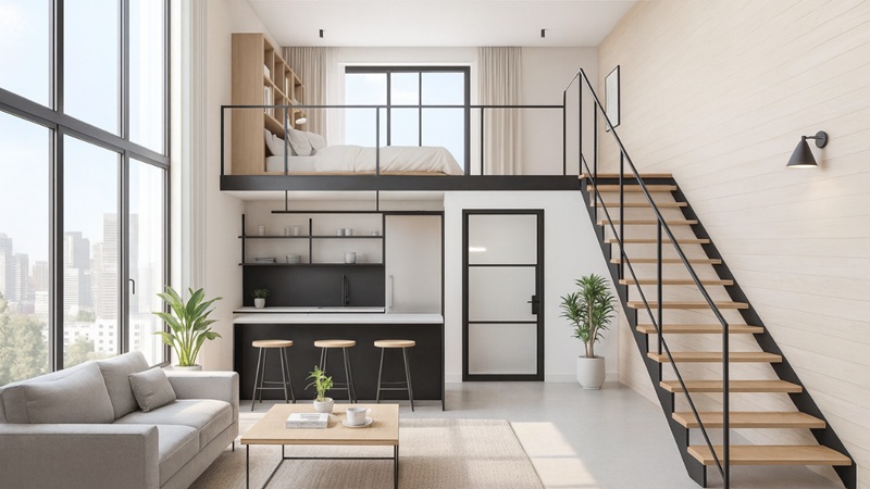 Nhà phố phong cách tối giản có tầng lửng