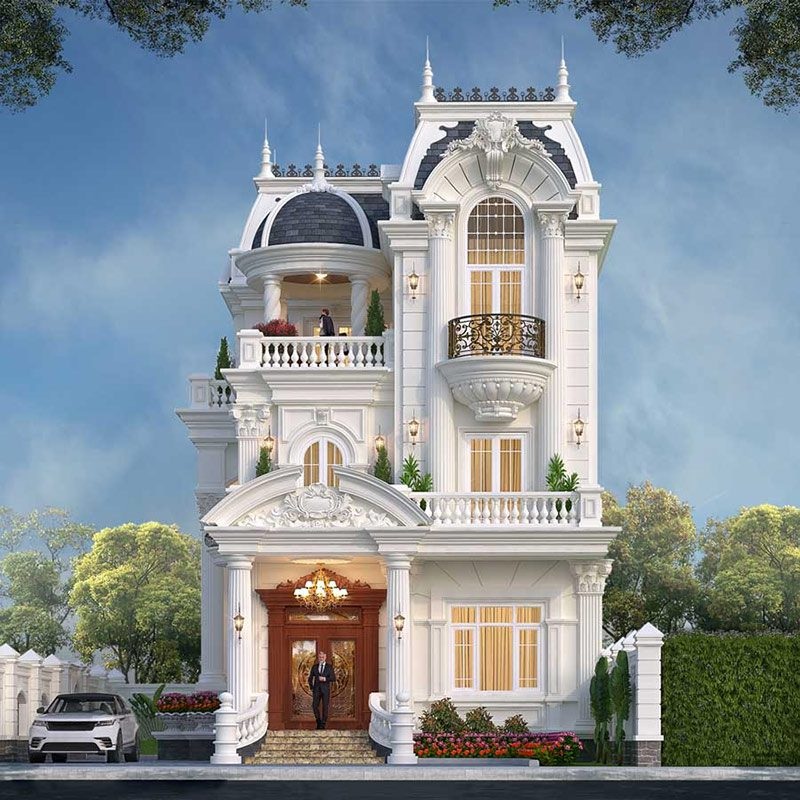 Thiết kế với mái Mansard cầu kỳ và các ô cửa sổ vòm thanh thoát, đậm chất Pháp