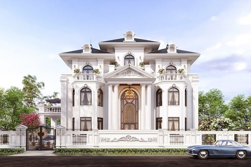 Mẫu nhà tân cổ điển quy mô lớn với sảnh chính cao ráo