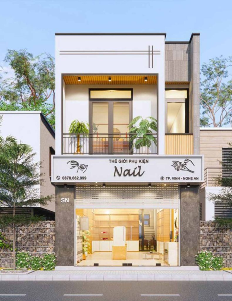 Nhà phố kết hợp kinh doanh với mặt tiền tầng trệt cửa kính lớn thông thoáng
