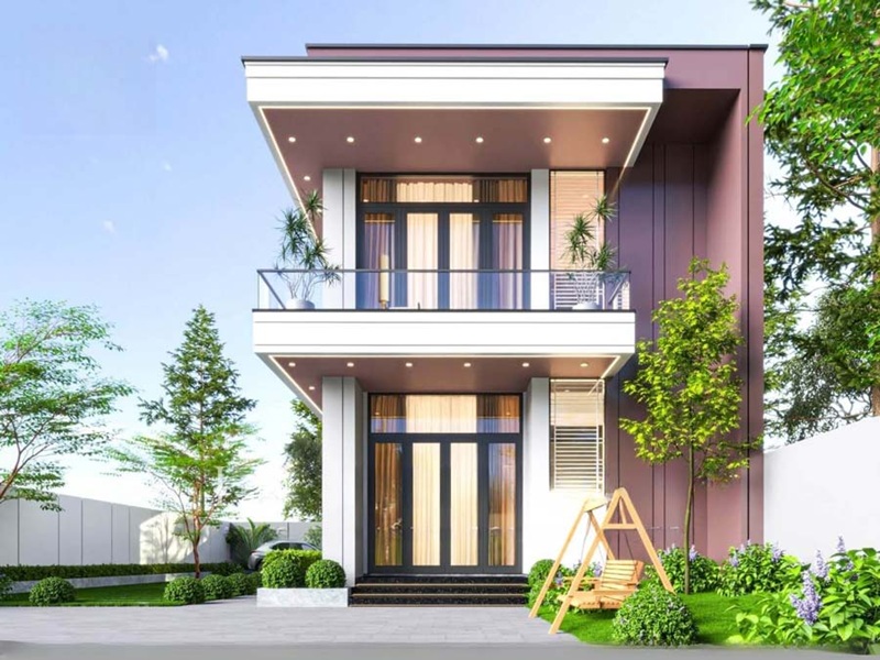 Mẫu nhà hiện đại với ban công rộng, tích hợp khu vực thư giãn ngoài trời