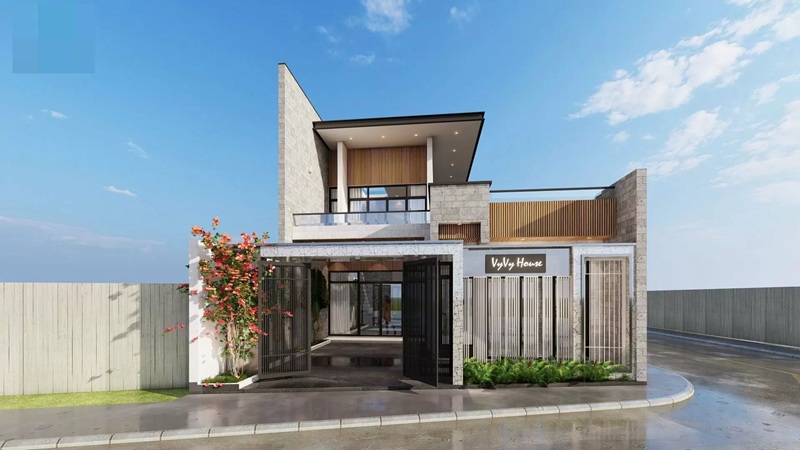 Nhà phố 2 mặt tiền hiện đại với nhiều cửa sổ lớn, tận dụng tối đa khả năng lấy sáng