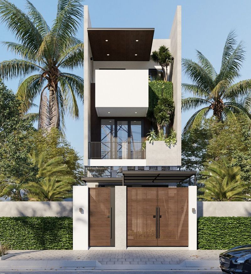 Mẫu nhà phố 3 tầng 4x20m hiện đại mái bằng sang trọng