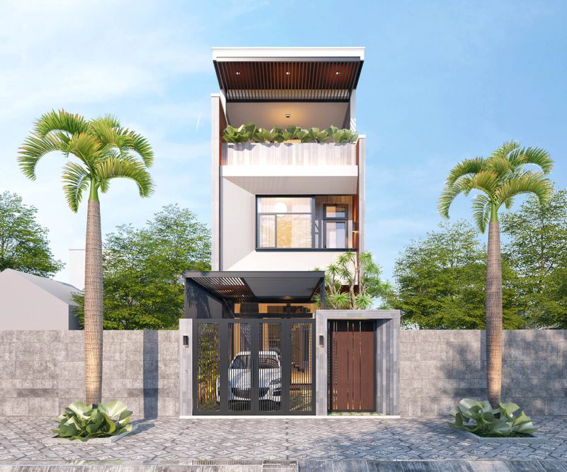 Mẫu nhà 3 tầng 4x20m có gara ô tô tiện lợi
