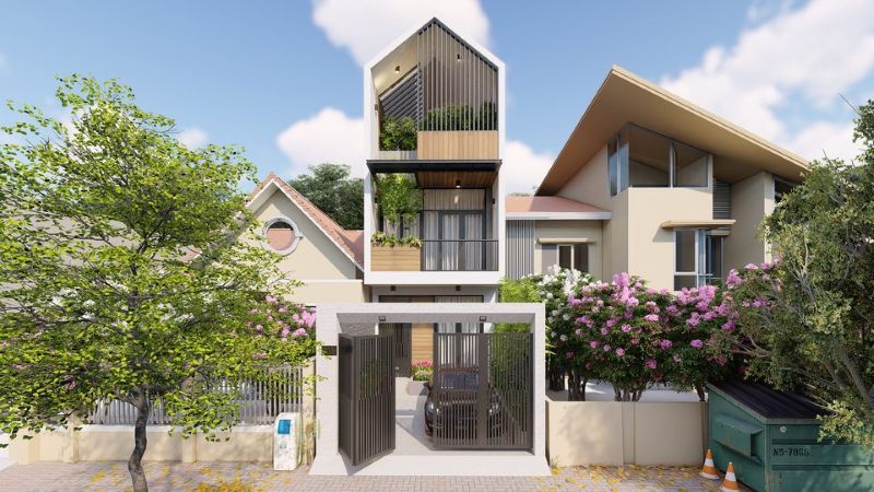 Mẫu nhà phố 4x20m 3 tầng 4 phòng ngủ tiện ích
