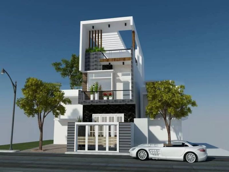 Mẫu nhà 4x20m có giếng trời lấy sáng tự nhiên thoáng đãng