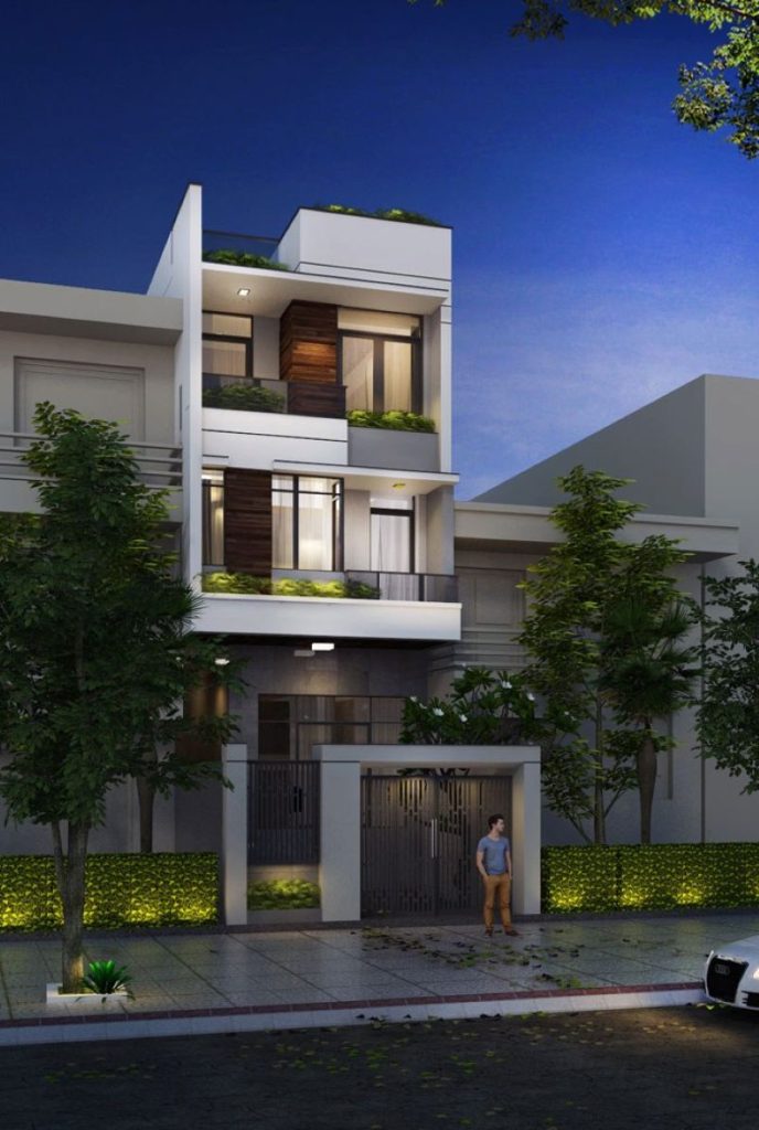 Mẫu nhà phố 3 tầng 5x16m hiện đại mái bằng