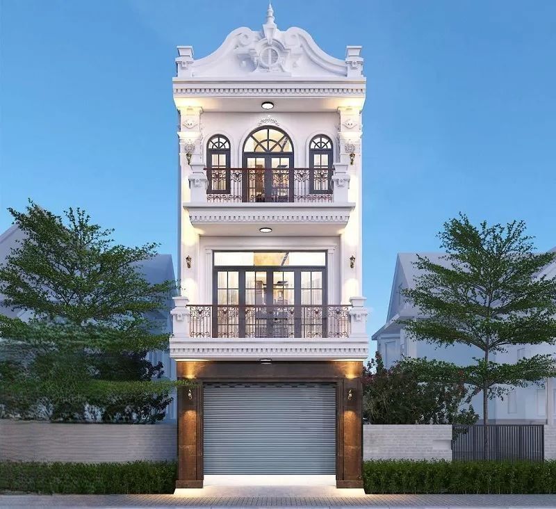 Mẫu nhà 5x16m 3 tầng có gara ô tô