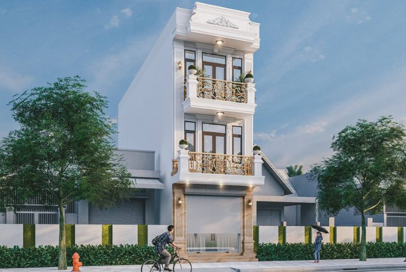 Mẫu nhà phố 3 tầng tân cổ điển 5x16m tiện nghi