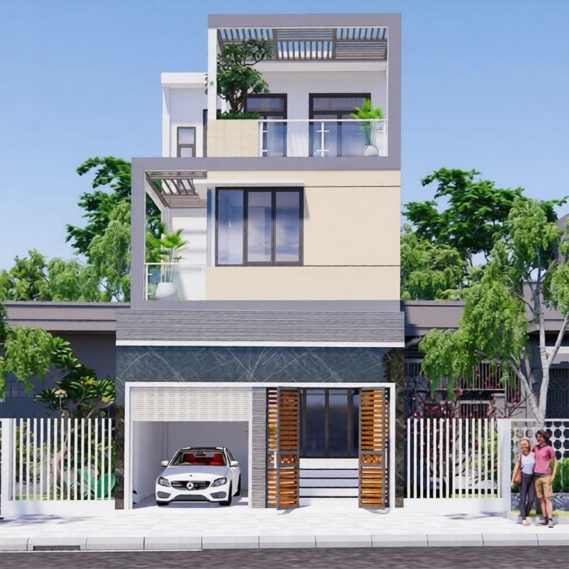 Nhà phố 3 tầng có gara ô tô tiện lợi