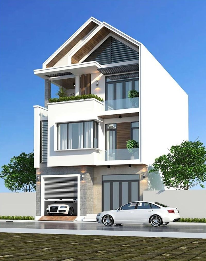 Mẫu nhà phố 3 tầng 7x14m có gara ô tô