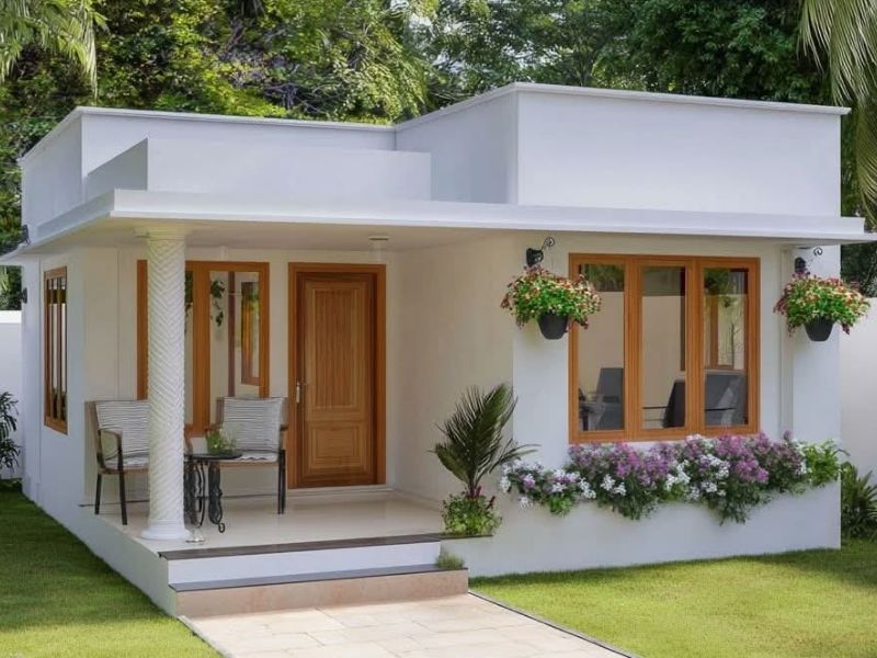 Nhà phố 1 tầng có 3 phòng ngủ phong cách tối giản