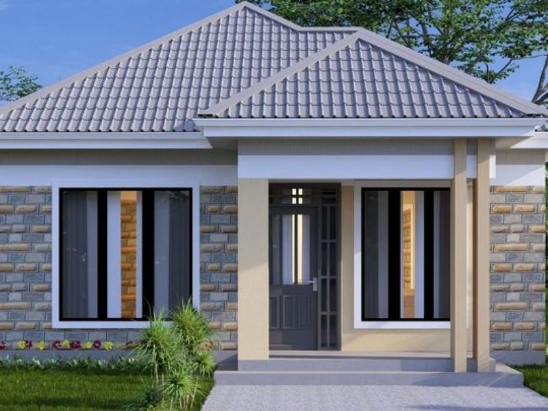 Nhà phố 1 tầng có 3 phòng ngủ ngang 5m