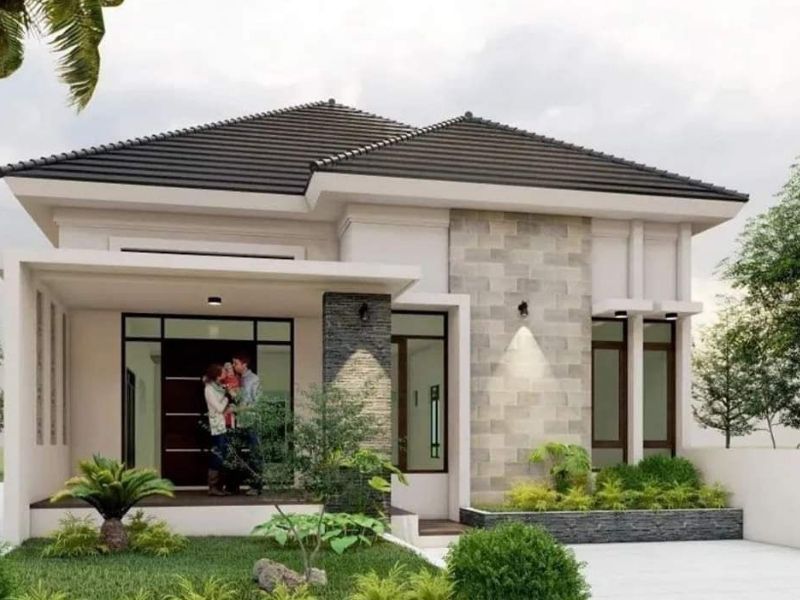 Mẫu nhà phố 1 tầng có 3 phòng ngủ 80m2