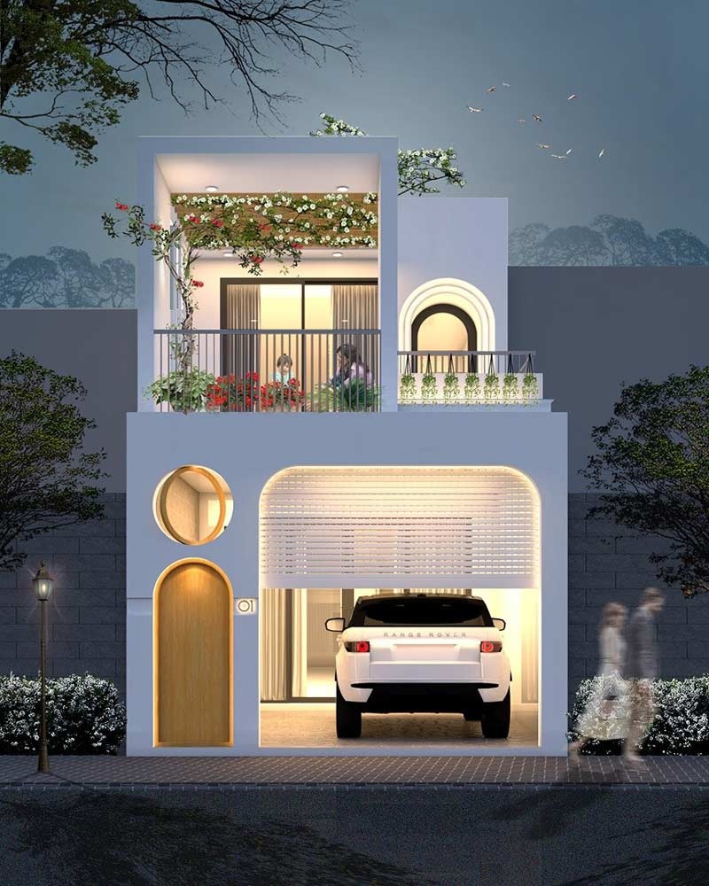 Mẫu nhà phố 6m với tiểu cảnh dây leo