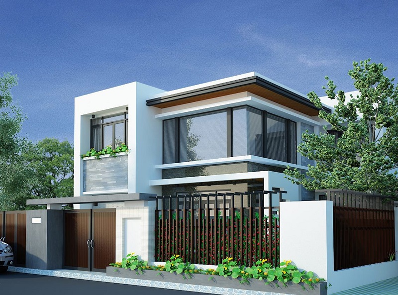 Mẫu nhà phố mặt tiền 8m thiết kế khối vuông hiện đại