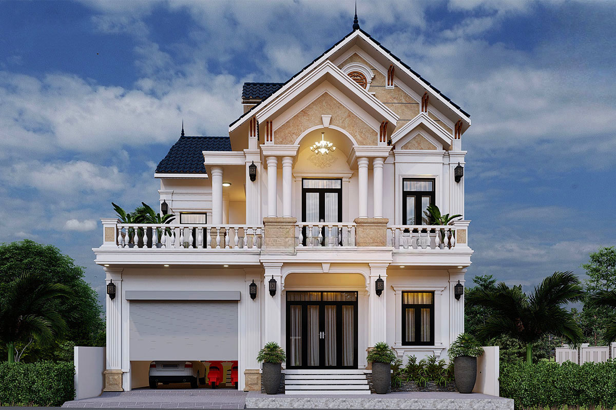 Mẫu nhà phố 6x20m 3 phòng ngủ với thiết kế khá cổ điển