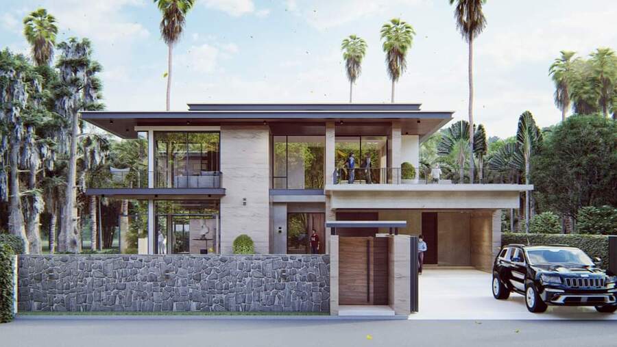 Mẫu nhà phố 100m2 với thiết kế mái bằng sang trọng