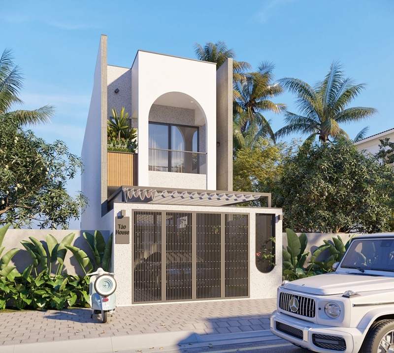 Nhà phố 2 tầng đẹp có giếng trời thoáng đãng