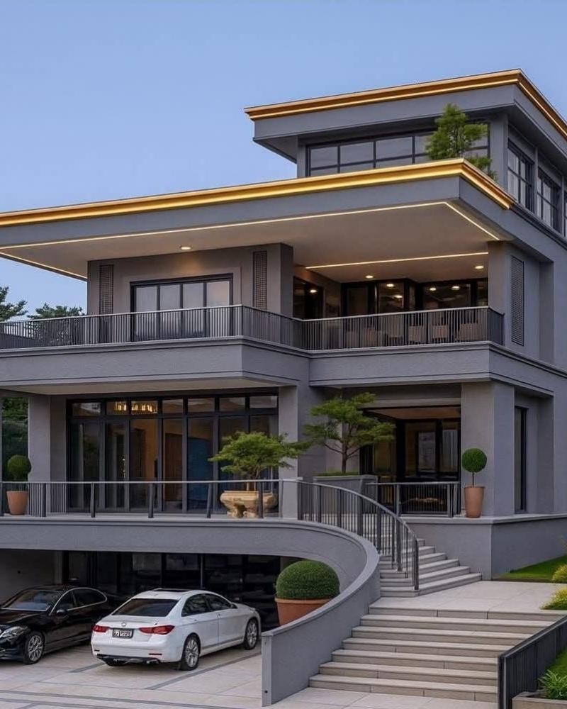 Mẫu nhà 3 tầng 1 tum mái bằng