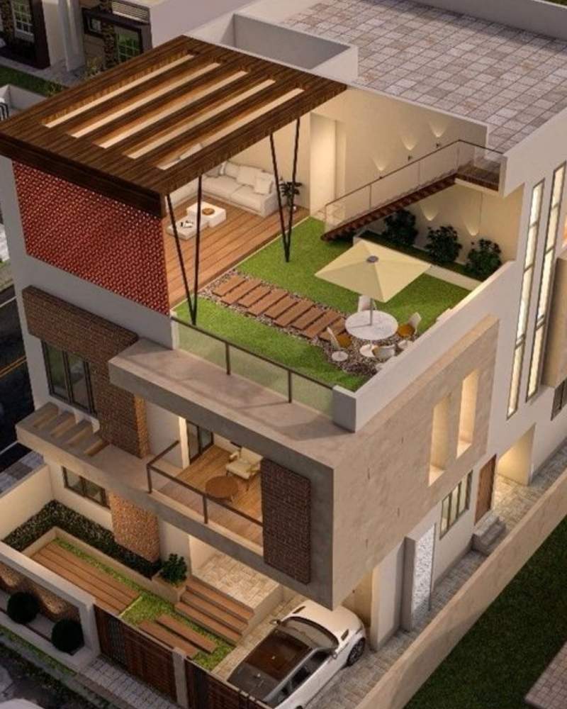 Mẫu nhà 3 tầng 1 tum mặt tiền 5m