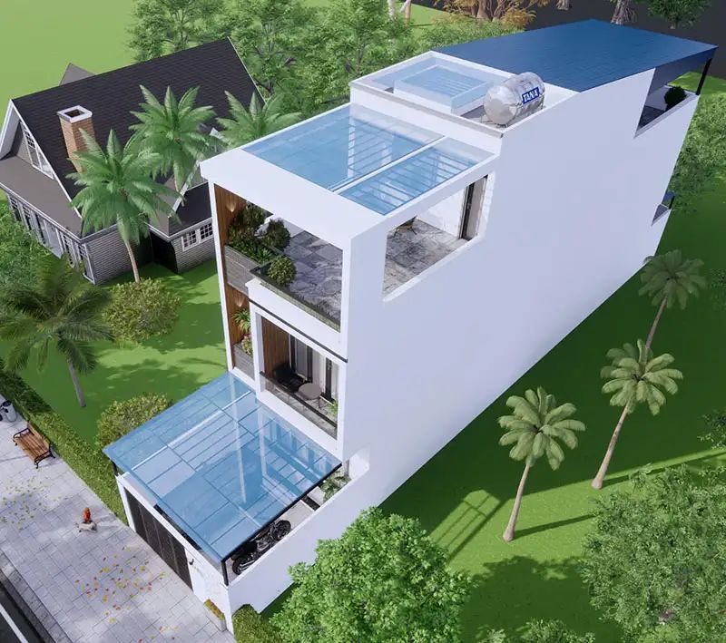 Mẫu nhà phố 5x13m có sân thượng xanh thư giãn