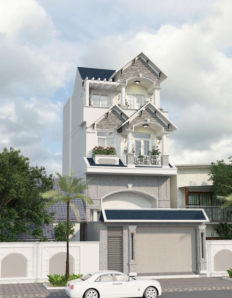 Mẫu nhà 3 tầng mặt tiền 5m sang trọng vật liệu cao cấp